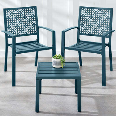 3-Piece Stackable Steel Outdoor Conversation Bistro Set - Lot 1593