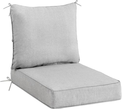 Sundale Outdoor Olefin Deep Seat Cushion, Patio Chair Cushion and Pillow, Water-Resistant Sectional Sofa Pad with Straps Light Gray, 24 x 24 x 6 Inches - Lot 1514