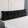 Large Triangular Headboard Wedge Bed Rest Reading Pillow Backrest Positioning Support Bolster Cushion with Removable Cover (Black, King: 76x8x20 Inches) - Thumbnail 1