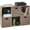 6-Cube Bookshelf, 13.5in Storage Display w/ Removable Panels, Customizable - Thumbnail 1