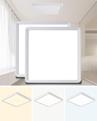 Square Led Flush Mount Ceiling Light,16 Inch 40w 3820lm led Light 3000k,4000k,6000k CCT Selectable,Flat Panel Super Slim Led Ceiling Light Fixture,for Living Dining Kitchen Bedroom Room (2Pack-White) - Lot 1549