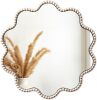 Wall Mirror Decor Boho Farmhouse White Round Circle Flower Wavy Wood Framed Mirror Decorative - Thumbnail 1