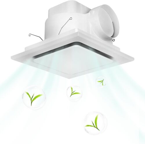 Bathroom Exhaust Fan 10" Ceiling Mount Square Ultra-Quiet |90CFM| 1.0 Sones | 4" Duct |Ventilation Fan|Hotel| Living Room|Office|White - Lot 1564