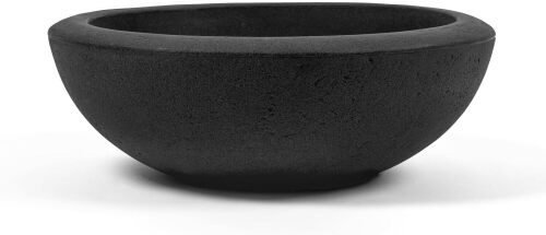 ARBORA 26" Santorini Bowl Polyresin Indoor and Outdoor Planter with Classic Black Finish - Durable, Weatherproof, Lightweight, Large Plant Pot for Patio, Garden, Deck, Entryway - Lot 1605