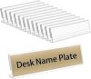 NIUBEE 12 Pack Acrylic 2x8 Name Plates for Desks,Horizontal Slant Back 2x8 Sign Holder for Table Display,Plastic Name License Plate Holder for Office Classroom Teacher Kids Woman Man,Blank - Thumbnail 1