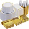 Goodluck 700 Piece Gold Dinnerware Set for 100 Guests, Disposable - Thumbnail 1