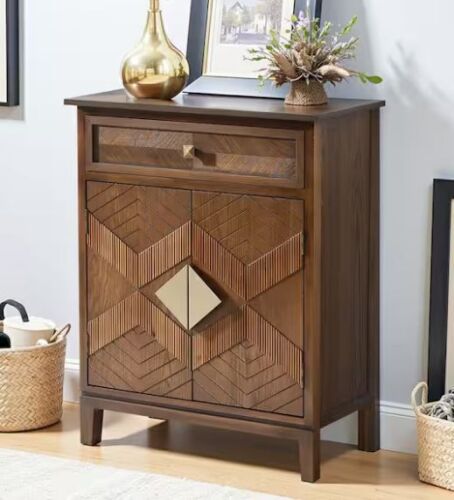 Ahokua Retro Brown 1-Drawer 14 in. W Dresser with 2-Doors - Lot 37JF
