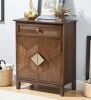 Ahokua Retro Brown 1-Drawer 14 in. W Dresser with 2-Doors - Thumbnail 1