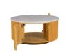 INK+IVY Layana 35.5 in. Natural/Faux White Marble Round MDF Coffee Table - Thumbnail 1