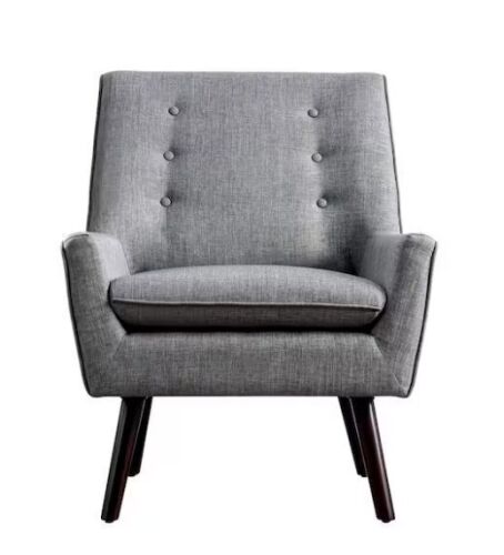 Furniture of America Pascale 30 in. Light Gray Tufted Polyester Arm Chair - Lot 71JF