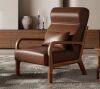 Bestier 25.98 in. W Wood Frame Armchair PU Upholstered Chair in Dark Brown - Missing 4 Finishing Covers for Screws - Thumbnail 1
