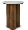 Signature Design by Ashley Henfield 18 in. Beige/Brown Round Marble Accent Table - Thumbnail 1