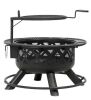 HeatMaxx Outdoor Wood Burning Fire Pit with Cooking Grill, 32 in. Black - Thumbnail 1