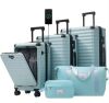 Polibi 5-Piece Light Blue Hardside Luggage Set with Spinner Wheels, TSA Lock, USB Port, Cup Holder, Duffel Bag and Toiletry Bag - Thumbnail 1