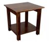 24 in. Mahogany Square Acacia Wood End Table with Shelf - Thumbnail 1