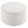 MODWAY Callum Large 29 in. Round Woven Heathered Fabric Upholstered Ottoman in Heathered Weave Ivory - Thumbnail 1