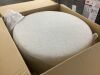 MODWAY Callum Large 29 in. Round Woven Heathered Fabric Upholstered Ottoman in Heathered Weave Ivory - Thumbnail 2