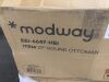 MODWAY Callum Large 29 in. Round Woven Heathered Fabric Upholstered Ottoman in Heathered Weave Ivory - Thumbnail 4