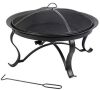Hampton Bay Sadler 29.33 in.W Rubbed Bronze Steel Wood Outdoor Fire Pit with Cover and Poker Included - Thumbnail 1
