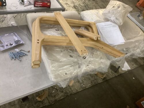 Beige Modern Fabric Accent Chair - Broken Dowel - Lot 144JF