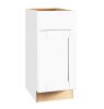 Hampton Bay Shaker 15 in. W x 24 in. D x 34.5 in. H Assembled Base Cabinet in Satin White - Thumbnail 1