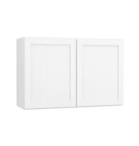 Hampton Bay Courtland 36 in. W x 12 in. D x 23.5 in. H Assembled Shaker Wall Bridge Kitchen Cabinet in Polar White - Lot 149JF