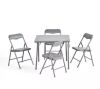 Homy Casa TAGE 5-Piece Folding Table and Chair Set with Padded Seats, Floor-Protecting Design, for Kids and Teens in Grey - Thumbnail 1