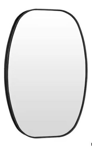 Sxiawe 20 in. W x 30 in. H Black Oval Wall Mounted Aluminum Alloy Mirror - Lot 333JF