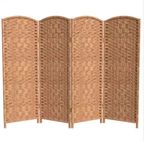RED LANTERN 4 ft. Short Diamond Weave Fiber Folding Screen - Natural - 4 Panel - Lot 732JF