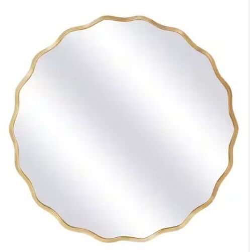 Hochwertiges 23.5 in. Round Gold Aluminum Alloy Framed Scalloped Wavy Wall Mirror - Lot 738JF