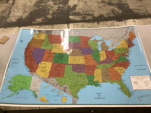 Double Sided US Wall Map 32" x 50" - Lot 651