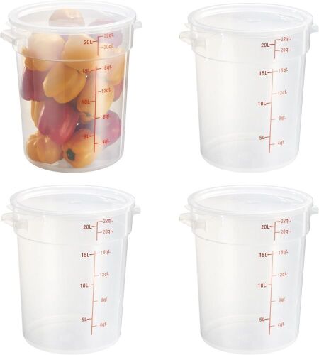 CURTA 22 Quart Translucent Round Food Storage Container with Lid, 4 Pack - Lot 365