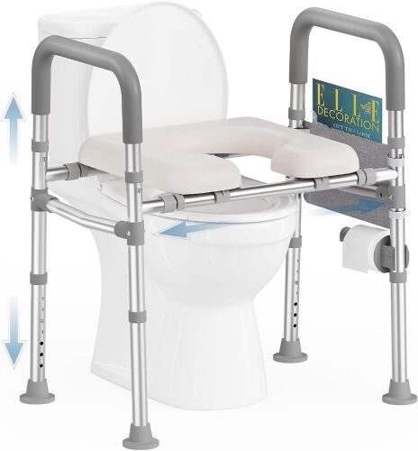 HOMLAND Raised Toilet Seat with Handles, 400 LBS - Lot 670