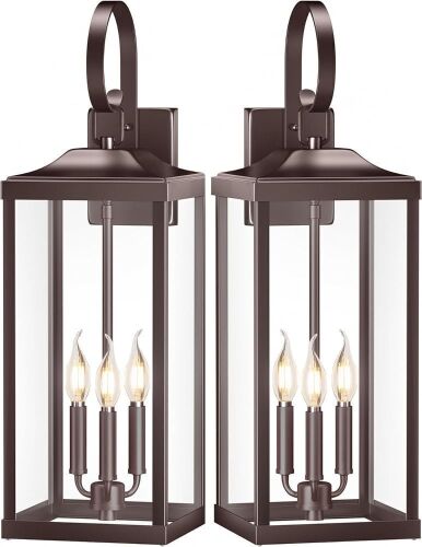 24" 3-Light Outdoor Porch Lantern Wall Mounted, Oil Rubbed Bronze - Lot 176