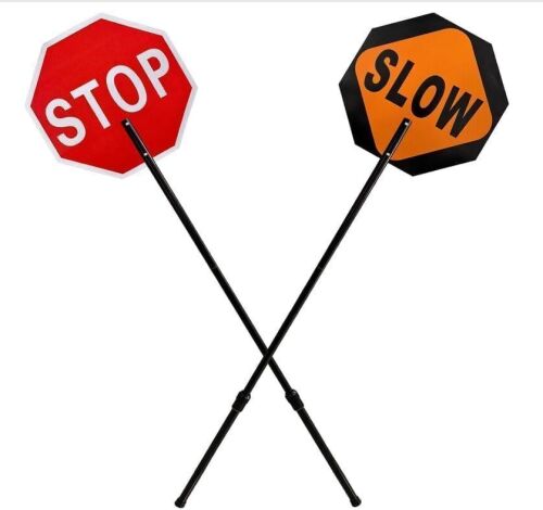 18x18 Inch Stop/Slow Paddle Sign with 60'' Telescopic Handle - Lot 280