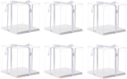 14x14x12" Clear Cake Box with Ribbon, 6 pc - Lot 584
