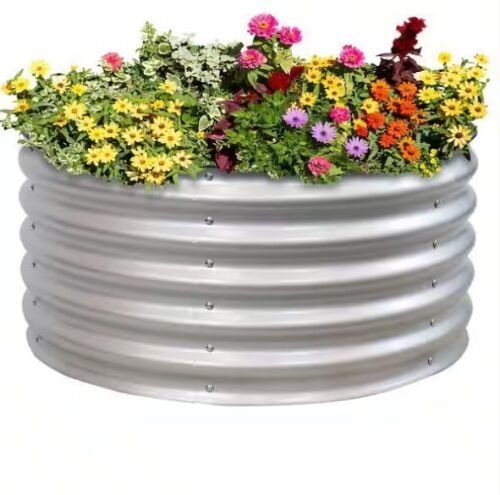 Sunnydaze 36 in. Round Galvalume Steel Raised Garden Bed - Lot 243JF