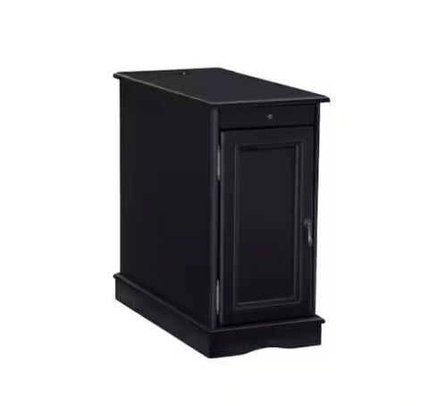 Powell Company Butte 24 in. Black Rectangle Wood End Table with USB - Lot 43JF