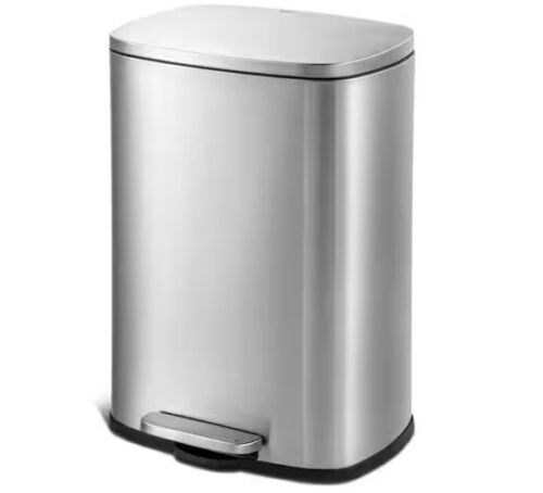 Qualiazero 13 Gal. Stainless Steel Kitchen Trashcan, Step-on - Lot 334JF