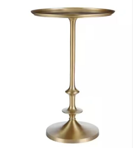 Home Decorators Collection Bellkirk Round Gold Metal Accent Table (14.5 in. W x 22.25 in. H) - Lot 345JF