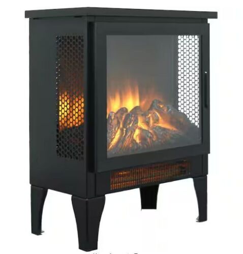 Clihome 14 in. W x 18 in. H Freestanding Electric Fireplace in Antique Black Stove 3D Flame - Lot 349JF