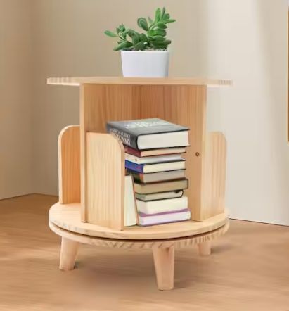 18.1 in. Wide Wood Color 1-Shelf Floor Standing Rotating Bookcase - Lot 432JF