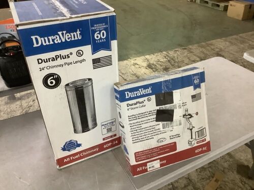 DuraVent DuraPlus 6" Chimney Pipe 24" Long & DuraPlus 6" Storm Collar - Lot 436JF