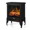 TURBRO Suburbs 18in. Freestanding Electric Quartz Fireplace Stove Furnace, Realistic Dancing Flame Effect and Thermostat, Black - Thumbnail 1