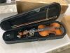 4/4 Full Size Violin Fiddle Set with Hard Case Rosin Bow Shoulder Rest Bridge Tuner and Extra Strings - Thumbnail 2