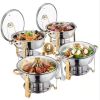 5 qt. Stainless Steel Chafer with Pans and Glass Lid, 4 Pack - Thumbnail 1