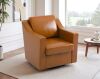 Uixe Light Brown Faux Leather Upholstered Swivel Accent Barrel Chair - Thumbnail 1