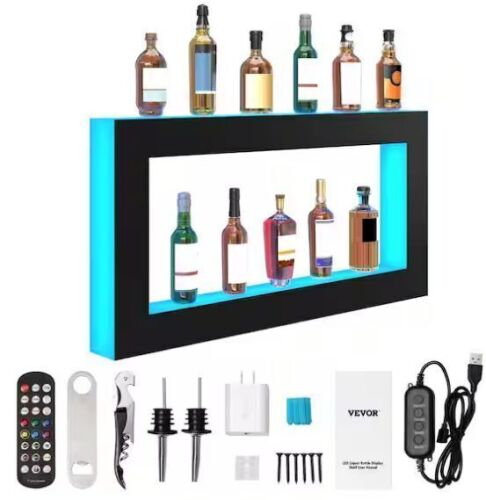 VEVOR 24-Bottles LED Lighted Liquor Bottle Display 48 in. 7 Static Colors - Lot 57JF