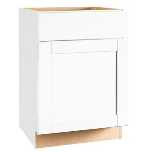 Hampton Bay Shaker 24 in. W x 24 in. D x 34.5 in. H Assembled Base Cabinet in Satin White - Lot 122JF