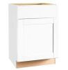 Hampton Bay Shaker 24 in. W x 24 in. D x 34.5 in. H Assembled Base Cabinet in Satin White - Thumbnail 1